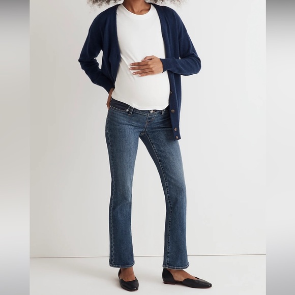 NWOT Madewell The Maternity Side-Panel Kick Out Crop Jeans in Arlen Wash - 25 - Picture 1 of 9